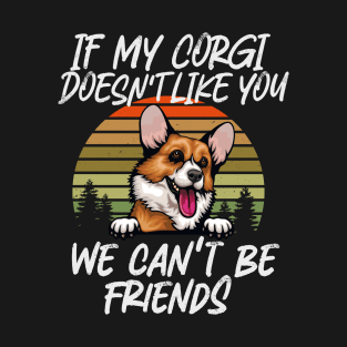 corgi Dog Owner dog Lover Funny Quote Retro sunset T-Shirt