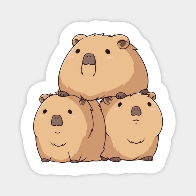 3 Capybara hanging out Magnet by SundayDonuts