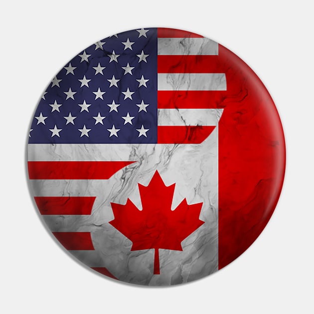 USA Canada Dual Yin Yang Flag Pin by Family Heritage Gifts