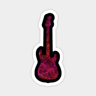 Pink on Red Flame Guitar Silhouette Magnet