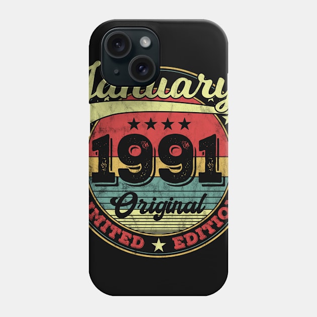 30th Birthday Vintage January 1991 30 Years Gift Phone Case by GVTShirt