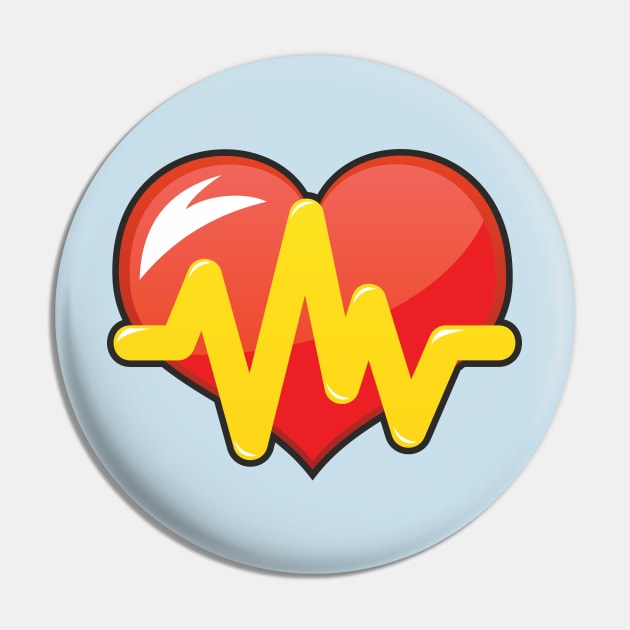 Heart with Pulse Pin by MonkeyBusiness