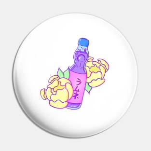 Ramune Soda Bottle with Peonies Pin