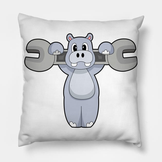 Hippo Mechanic Wrench Pillow by Markus Schnabel