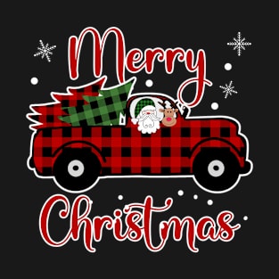 Buffalo Plaid Christmas Red Truck Santa Reindeer Tree T-Shirt