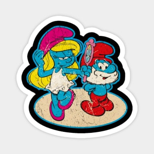 papa smurf and smurfette - vintage Magnet