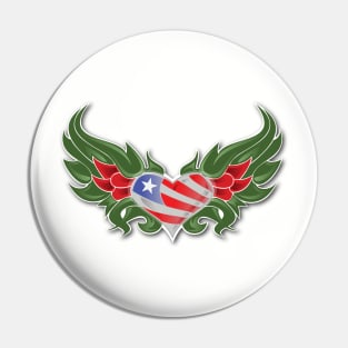 Texas Flag in Heart with Wings Pin