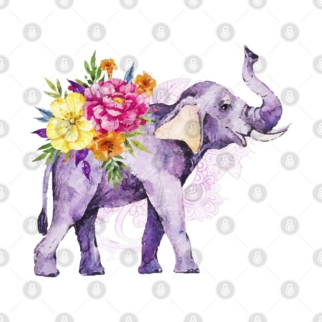 elephant and flowers by Serotonin