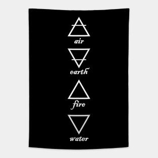 Elements Air Earth Water Fire white text Tapestry