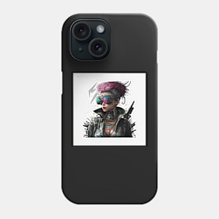 Cyberpunk Girl Sticker Phone Case