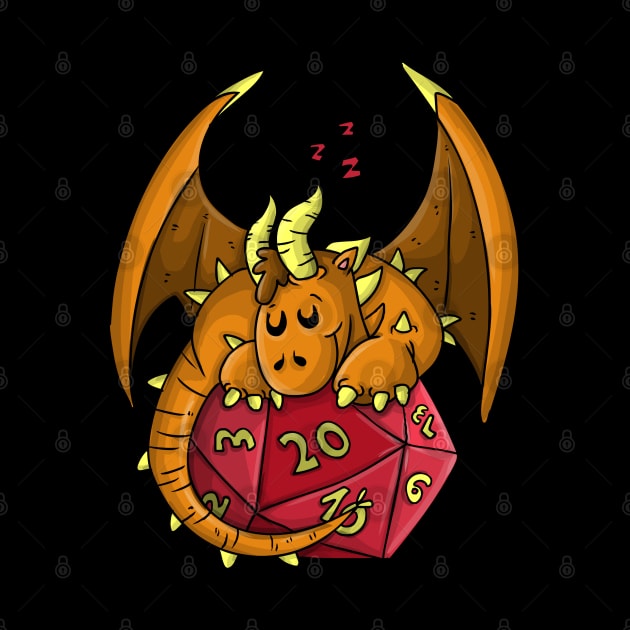 Cute Sleeping Dragon Funny Dungeons And Dragons DND D20 Lover by Bingeprints