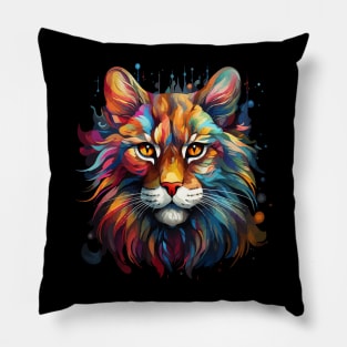 Bobcat Rainbow Pillow