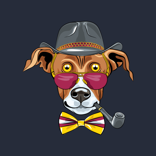 Hipster Greyhound Dog  in a hat, glasses and bow tie by kavalenkava