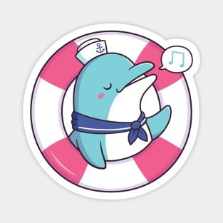 Cute Singing Dolphin Sailor Magnet