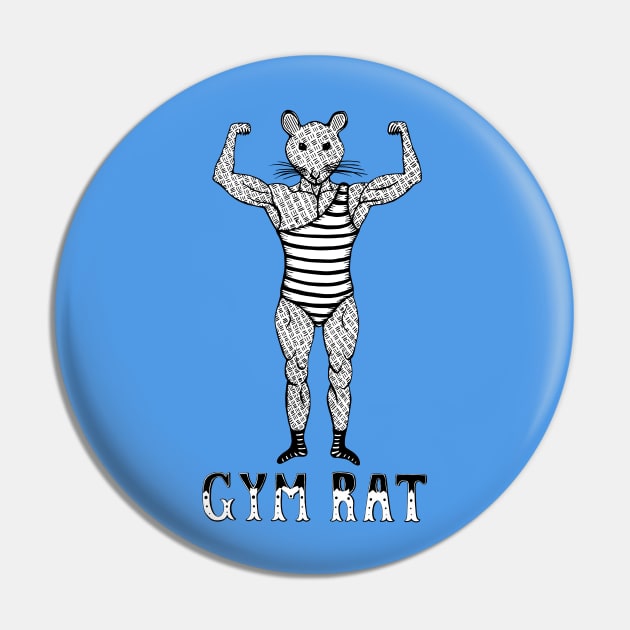 Strongman Bodybuilder Gym Rat - Black & White Pin by studiogooz