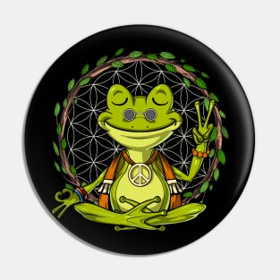 Hippie Frog Meditation Pin