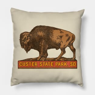 Custer State Park Vintage Buffalo Souvenir Pillow