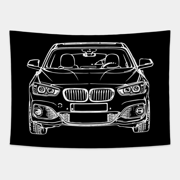 White F20 Car Sketch Art Tapestry by DemangDesign