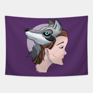 Wolf Head Girl Tapestry