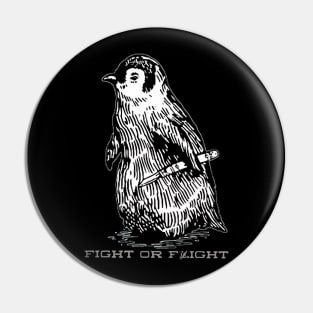 Vintage Fight or Flight Penguin Pin