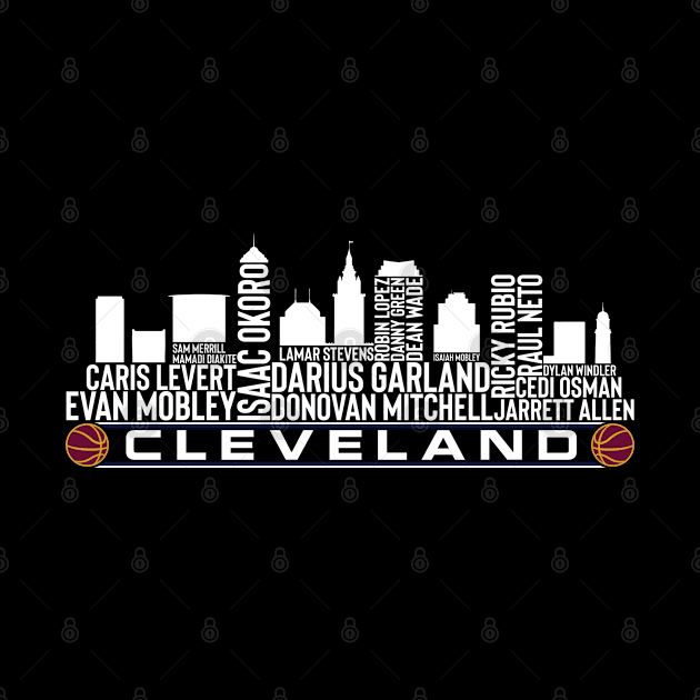 Cleveland Basketball Team 23 Player Roster, Cleveland City Skyline by Legend Skyline