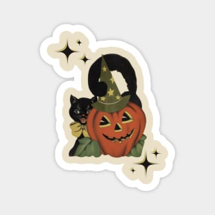 Vintage Black Cat Halloween Magnet