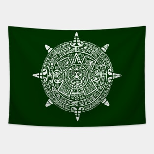 Calendario Azteca - aztec calendar - piedra del sol - white design Tapestry