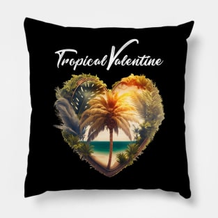 Tropical Valentine No. 1: Valentine's Day in Paradise on a Dark Background Pillow