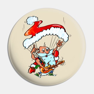 Santa Claus Playing Guitar and Skydiving Pin