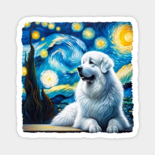 Starry Great Pyrenees Dog Portrait - Pet Portrait Magnet