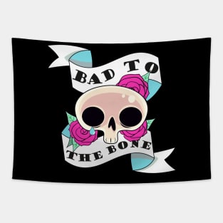 Bad to the Bone tattoo style design Tapestry