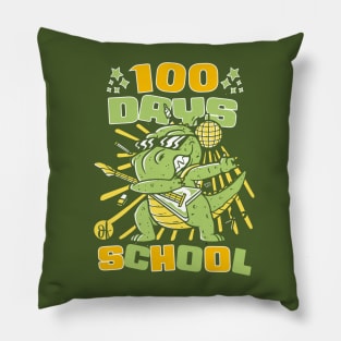 100 Days of school featuring a Rocking T-rex dino #3 Pillow