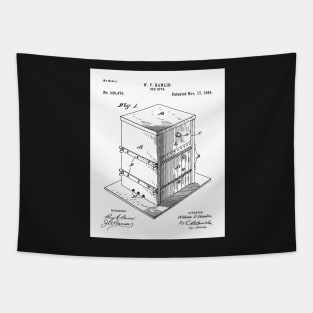 Beekeeping Patent - Beekeeper Bee Hive Honey Art - White Tapestry