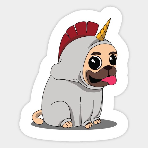 Cute Baby Unicorn Pug Dog Cute Baby Unicorn Pug Dog Sticker Teepublic