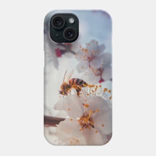 honey bee on apricot flowers Phone Case