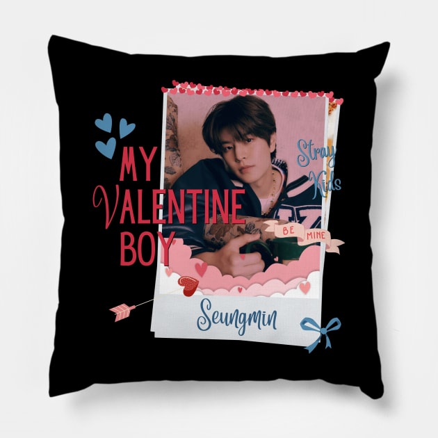 Seungmin My Valentine Boy Stray Kids Pillow by wennstore