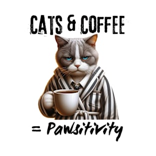 Cats and coffee equals positivity T-Shirt