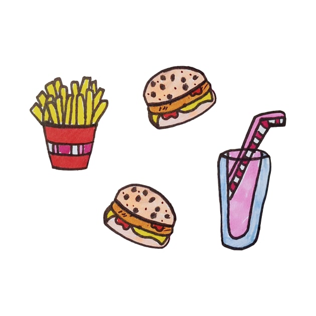 Fast food dinner (stickers) by MiaB Drawings