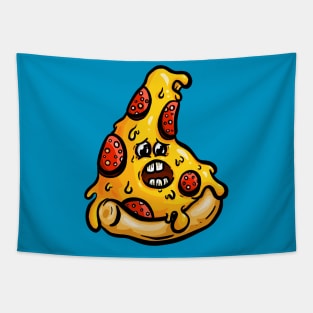 Freaked Out Cartoon Pepperoni Pizza Slice Logo Tapestry