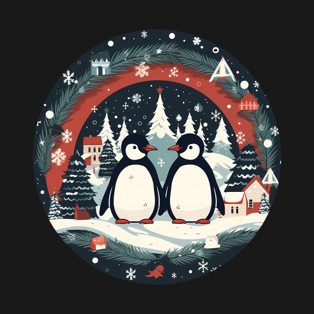 Penguin in Ornmament, Love Penguins by dukito