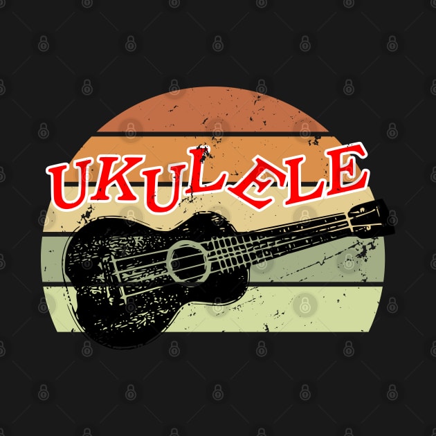 Retro Sunset Ukulele Distressed Drawing by Braznyc