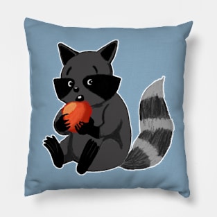 RACCOON EATING AN APPLE Pillow