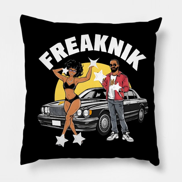 vintage freaknik Pillow by TreSiameseTee