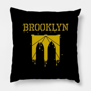 Brooklyn Bridge Paint Drip Gold Pillow