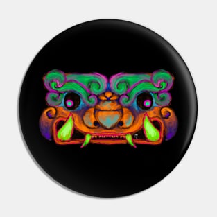 Psychedelic Orange Oni Pin