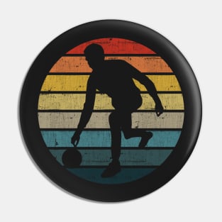 Bowling Silhouette On A Distressed Retro Sunset graphic Pin