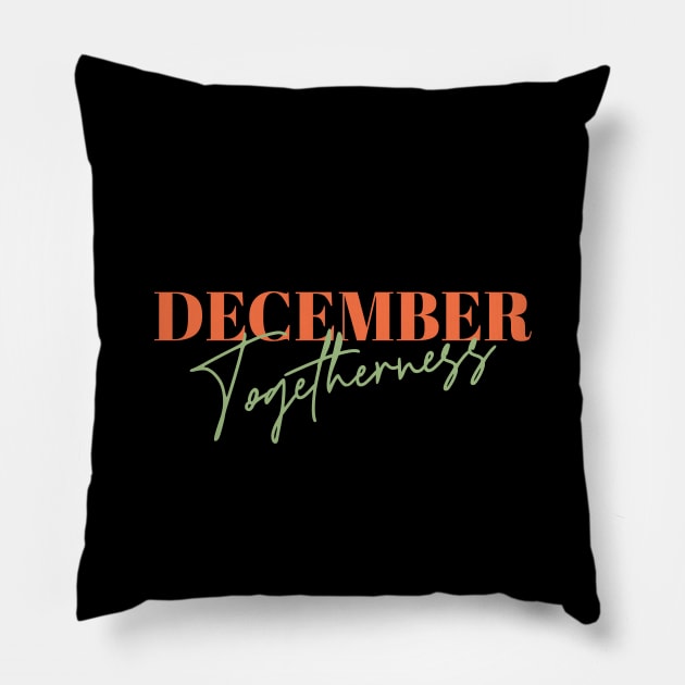 December Togetherness: A Celebration in Red and Green Pillow by FlinArt