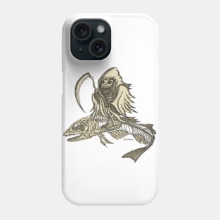 Dark Skeleton Knight with Fish Skeleton Vehicle in a Scary Night Phone Case