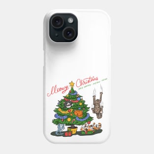 Cat meowy christmas and mew year print Phone Case