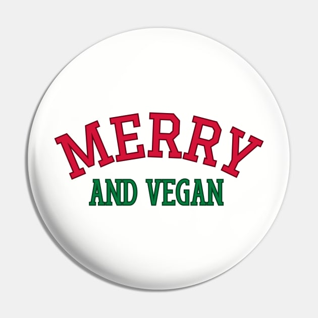Merry and Vegan Christmas - Retro Vegetarian Xmas Pin by WaBastian
